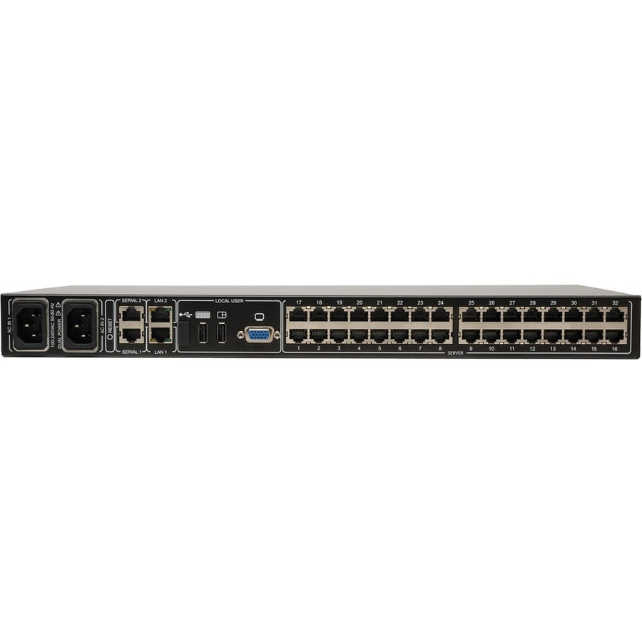 NetCommander 32-Port Cat5 KVM over IP Switch - 2 Remote + 1 Local User, 16 USB Dongles, 1U Rack-Mount, TAA B072-032-IP2-K