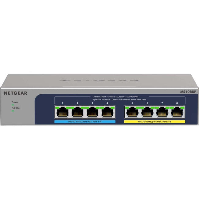 Netgear MS108UP-100NAS 8-Port Multi-Gigabit PoE++ Unmanaged Switch - 2.5G Ethernet | TechSoft