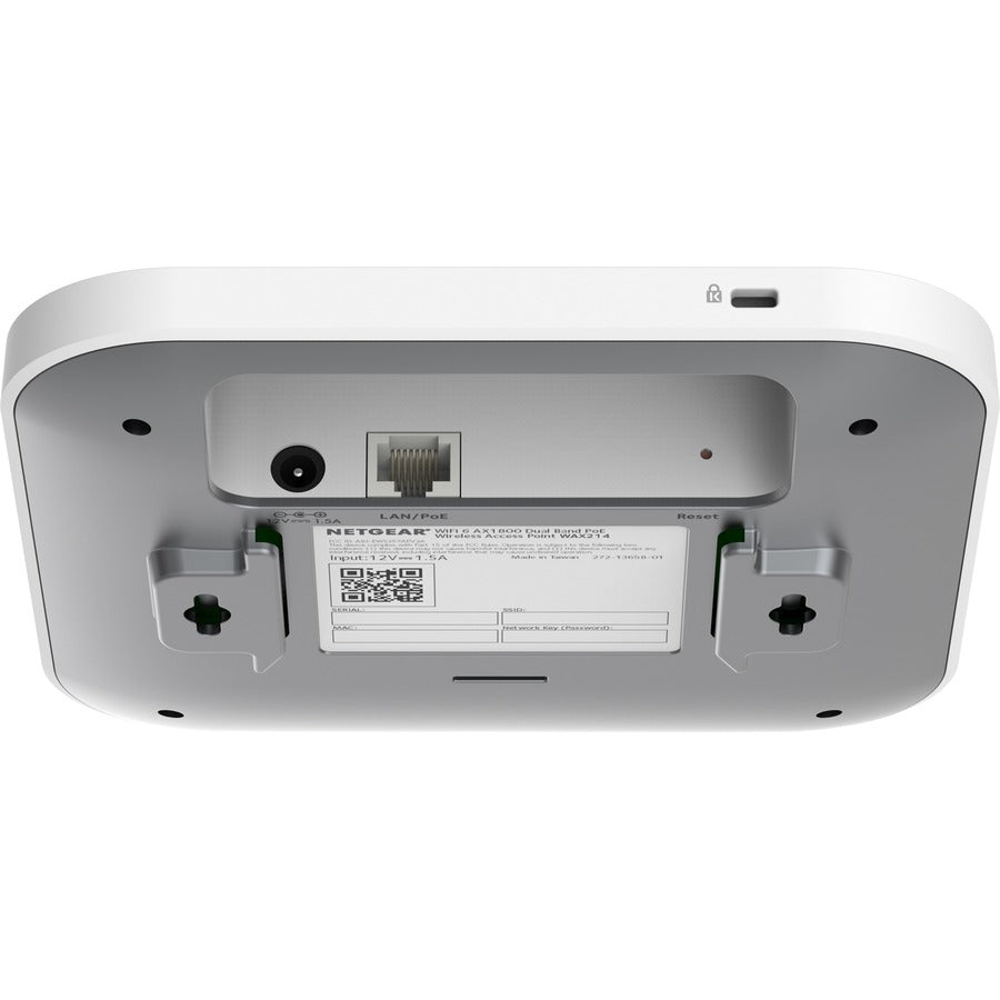 Netgear WAX214 Dual Band IEEE 802.11 a/b/g/n/ac/ax/e 1.76 Gbit/s Wireless Access Point - Indoor WAX214-100NAS
