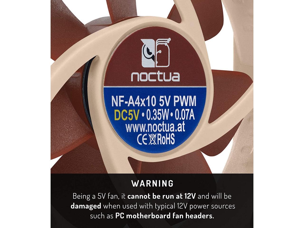 Noctua Nf-A4X10 5V Pwm, Premium Quiet Fan With Usb Power Adaptor Cable, 4-Pin, 5V Version (40X10Mm, Brown)