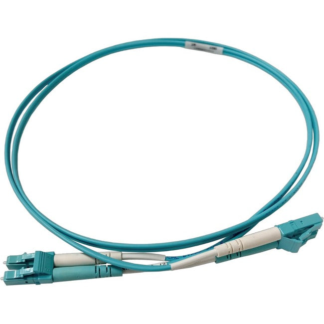 Ortronics Infinium Ultra Lc To Lc Duplex Patch Cord, 2Mm, Om4, Aqua, Riser, 2 Ft