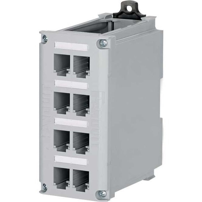 Panduit Industrialnet - Din Rail Mount Outlet - Light Gray - 8 Ports