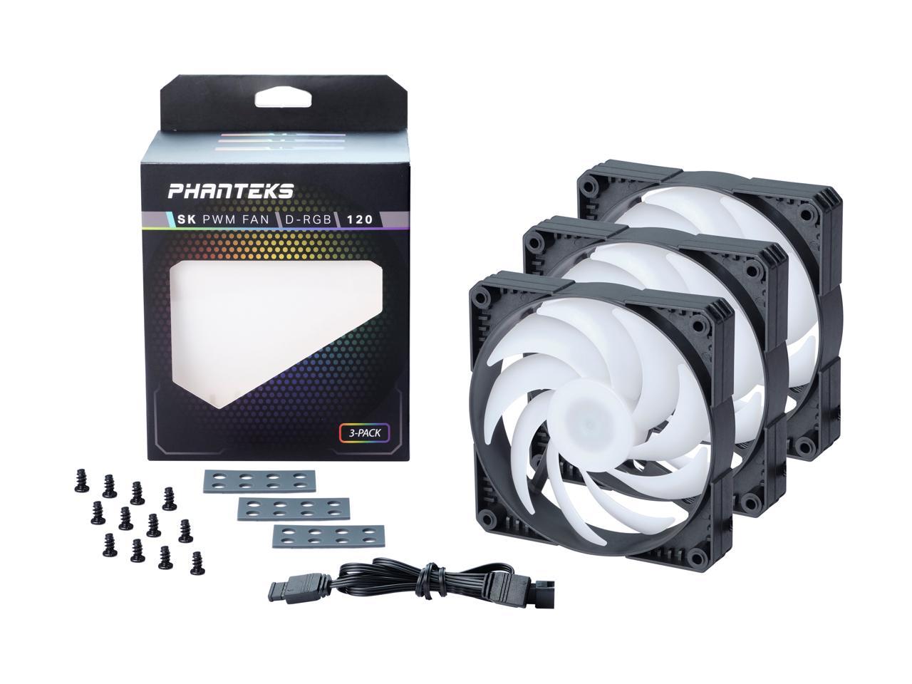 Phanteks Sk120 Drgb Pwm Fan 3 Pack - 3X 120Mm Fan, High Airflow Nine-Blade Design, Drgb Lighting, Rubber Dampening Washers - Black