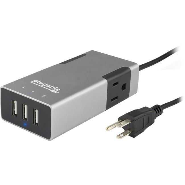 Plugable 2-Outlet Travel Power Strip with Built-In 3-Port 20W USB Universal Smart Charger PS2-USB3