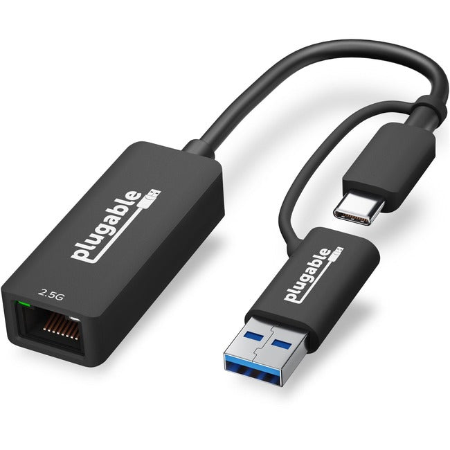 Plugable 2.5G USB C and USB to Ethernet Adapter - 2-in-1 Adapter USBC-E2500