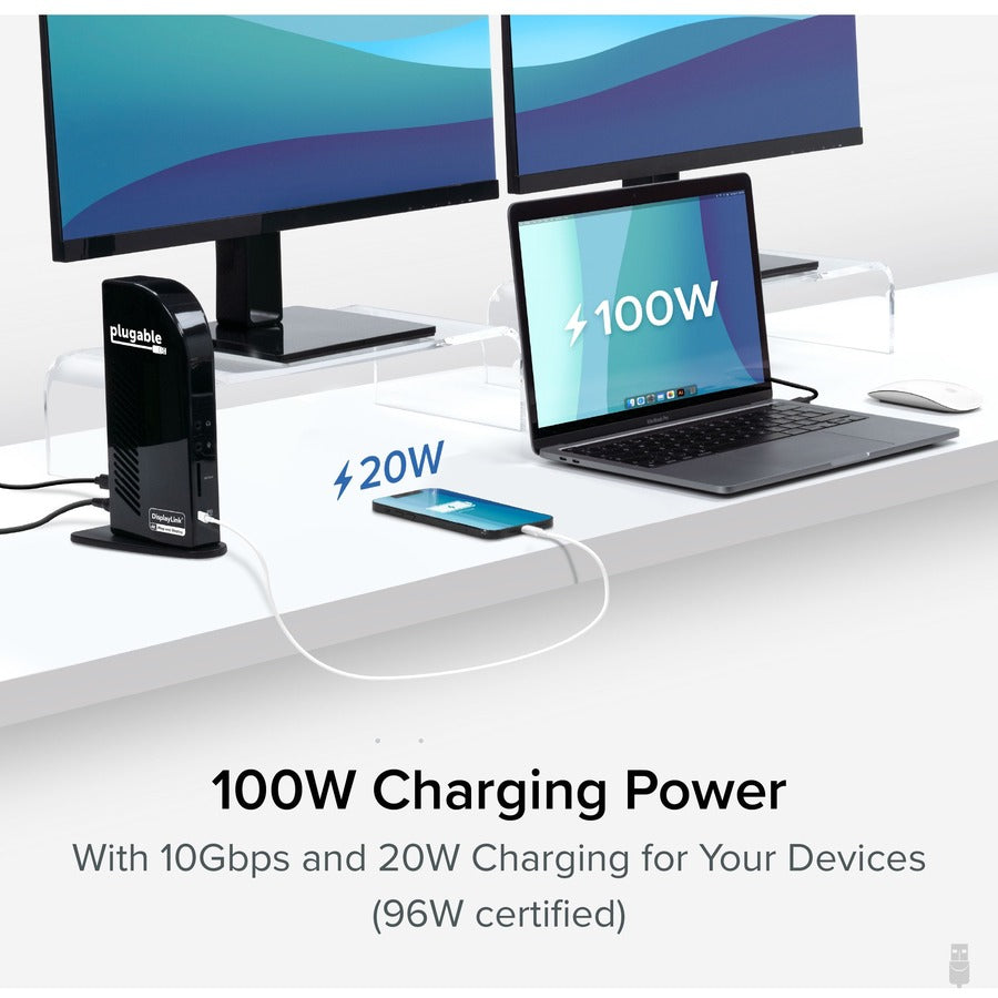 Plugable 4K USB C Docking Station Triple Monitor with 100W Charging UD-ULTC4K