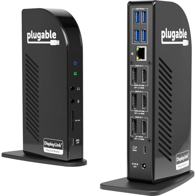 Plugable 4K USB C Docking Station Triple Monitor with 100W Charging UD-ULTC4K