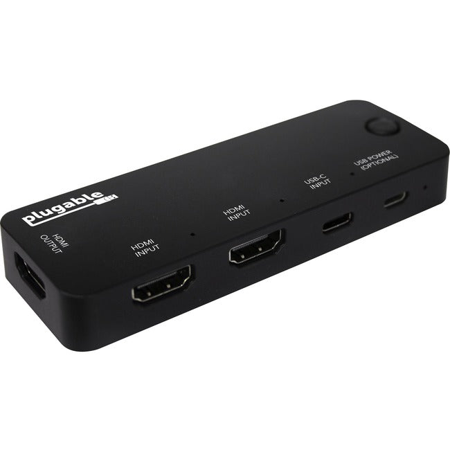 Plugable HDMI 2.0 and USB-C 3 Port Switch with 2 HDMI and 1 USB-C Inputs and Single HDMI 2.0 Output (Supports 2x HDMI 2.0 4K@60Hz Sources and 1x USB C or Thunderbolt 3 Source) HDMI-SC3
