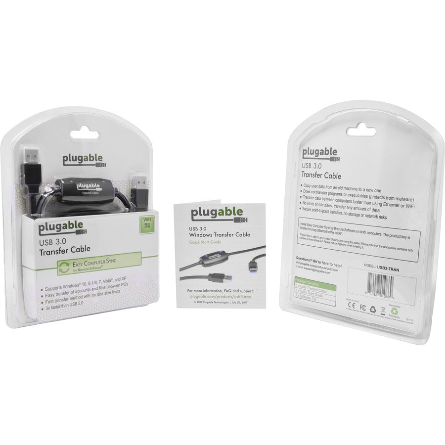 Plugable USB 3.0 Transfer Cable, Unlimited Use, Transfer Data Between 2 Windows PC's USB3-TRAN