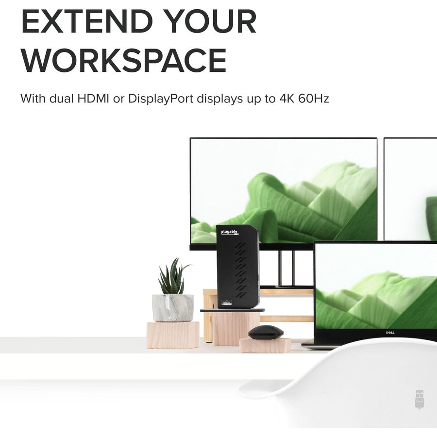 Plugable USB 3.0 and USB-C Dual 4K Display Docking Station with DisplayPort and HDMI for Windows and Mac UD-6950Z