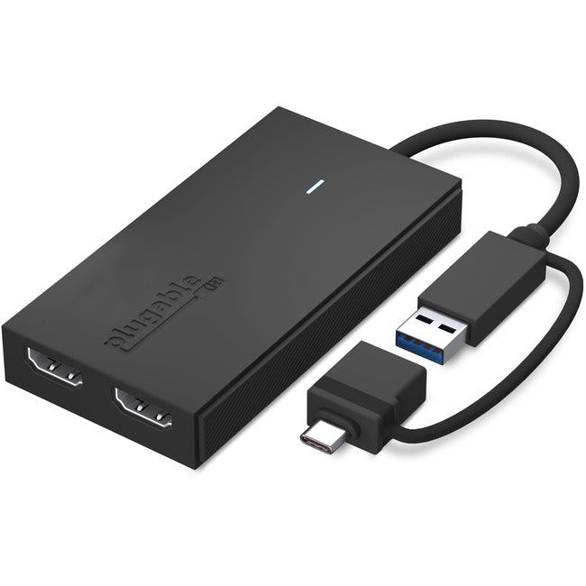 Plugable USB 3.0 or USB C to HDMI Adapter for Dual Monitors, Universal Video Graphics Adapter for Mac and Windows, Thunderbolt 3 / 4, USB 3.0 or USB-C UGA-HDMI-2S