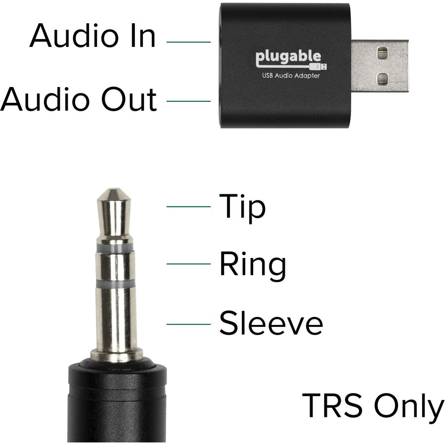 Plugable USB Audio Adapter with 3.5mm Speaker-Headphone and Microphone Jack, Add an External Stereo Sound Card to Any PC USB-AUDIO