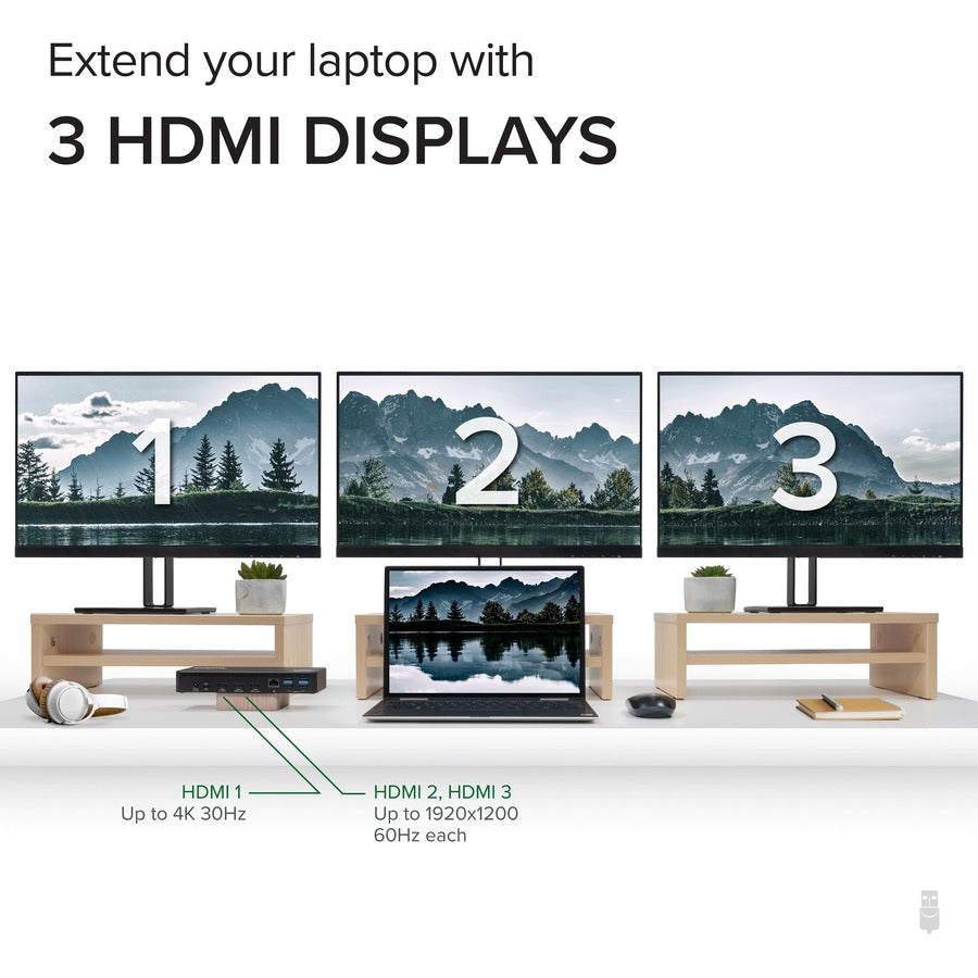 Plugable USB C Triple Display Docking Station with Laptop Charging, Thunderbolt 3 or USB C Dock Compatible with Specific Windows and Mac Systems UD-3900PDZ