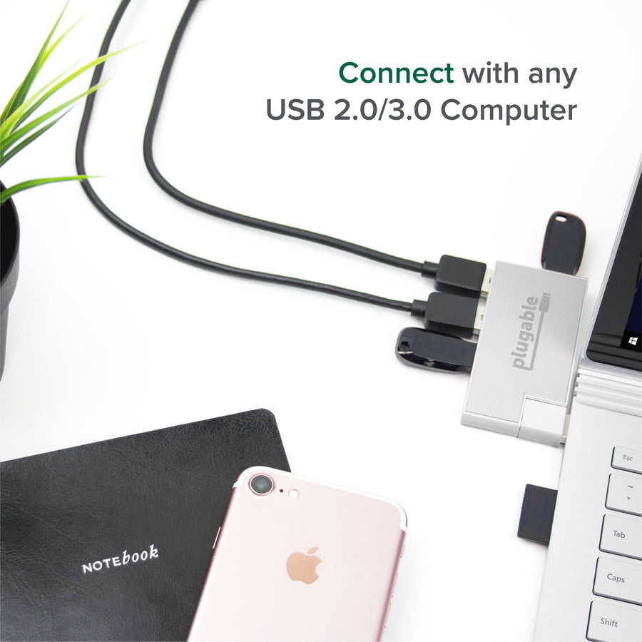 Plugable USB Hub, Rotating 4 Port USB 3.0 Hub, Powered USB Hub USB3-HUB4R