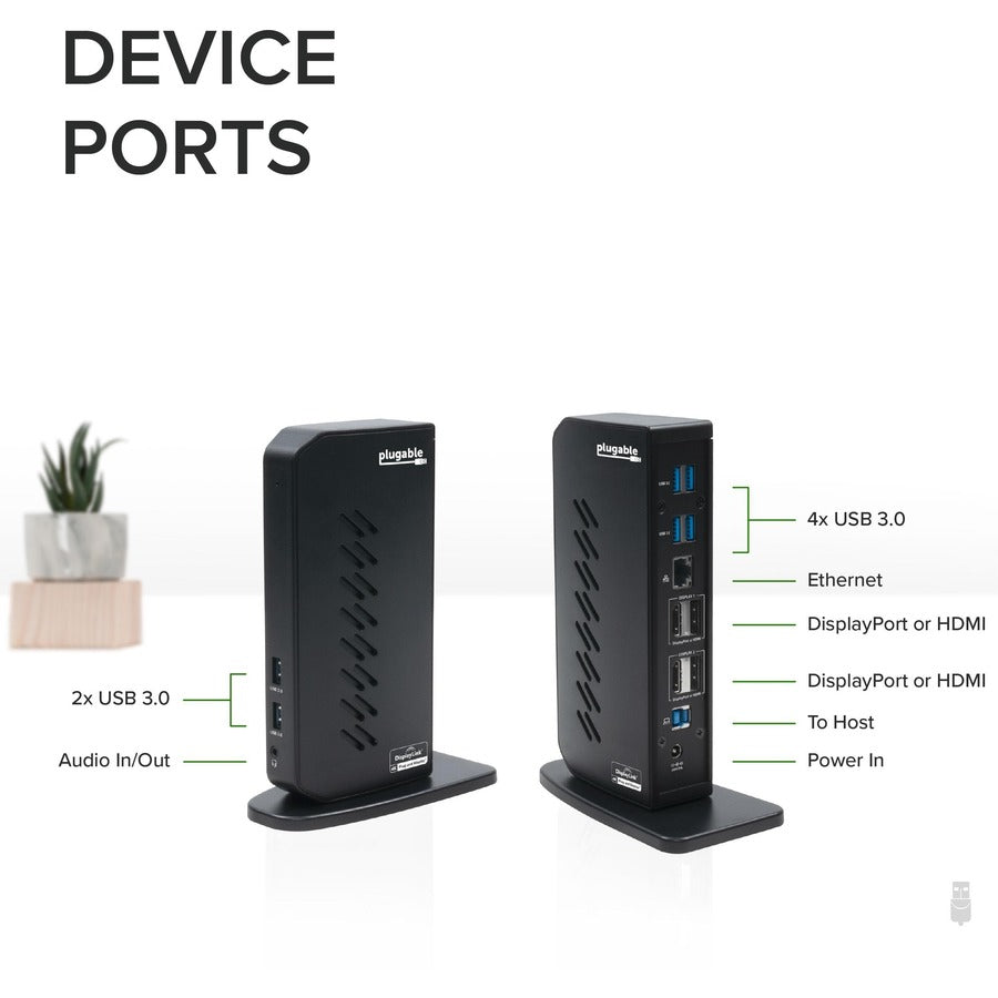Plugable USB 3.0 and USB-C Dual 4K Display Docking Station with DisplayPort and HDMI for Windows and Mac UD-6950Z