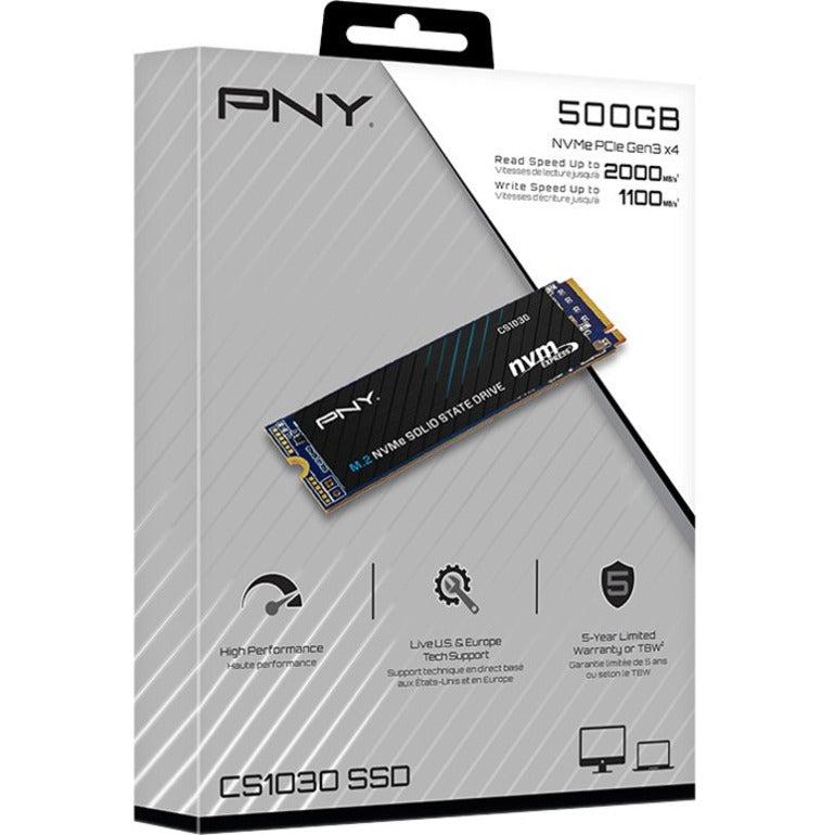 Pny Cs1030 M.2 2280 500Gb Pci-Express 3.0 X4, Nvme 1.3 3D Nand Internal Solid State Drive (Ssd) M280Cs1030-500-Rb