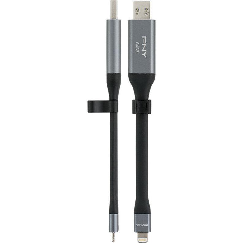 Pny Duo-Link 3.0 Usb Flash Drive 64 Gb Usb Type-A / Lightning 3.2 Gen 1 (3.1 Gen 1) Grey
