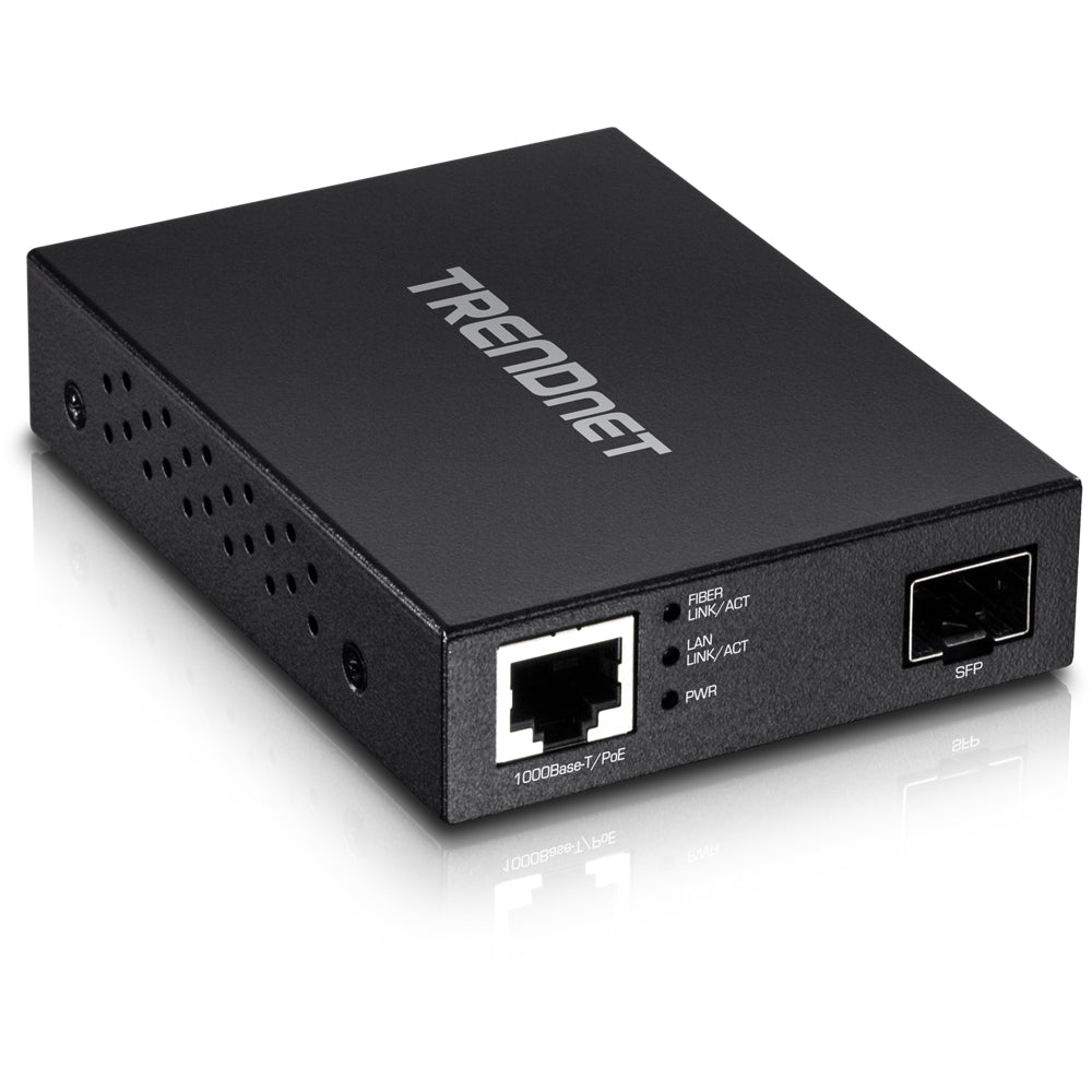 PoE Fiber Media Converter - Gigabit SFP Ethernet Extension | TrendNet TFC-PGSFP