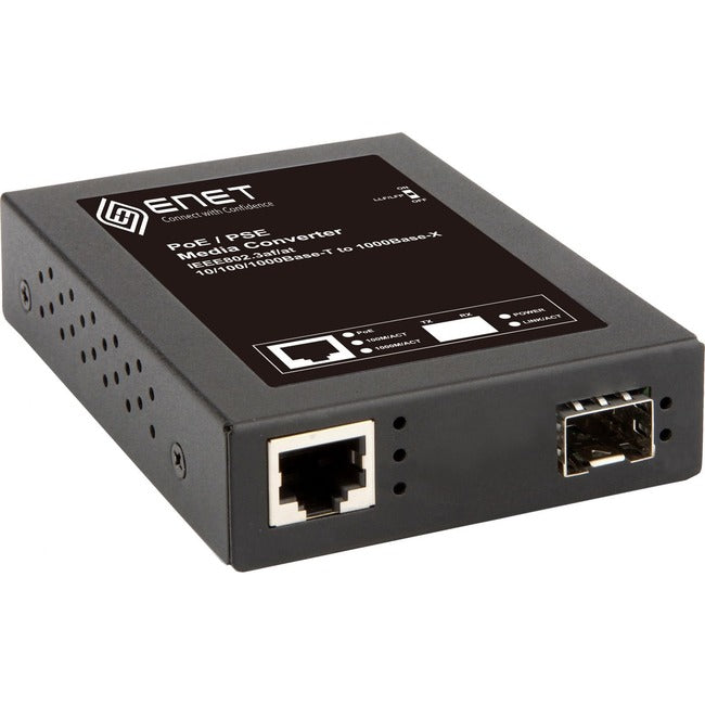 PoE Media Converter - ENET ENTMC-FGETP-SFP Power Sourcing Equipment | Tecisoft