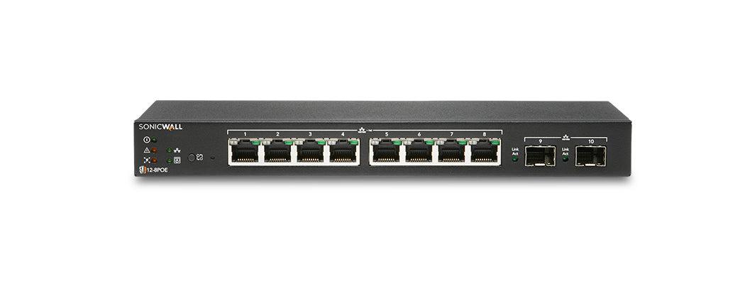 PoE Network Switch - SonicWall SWS12-8POE Enterprise Solutions | TecISoft 02-SSC-2463