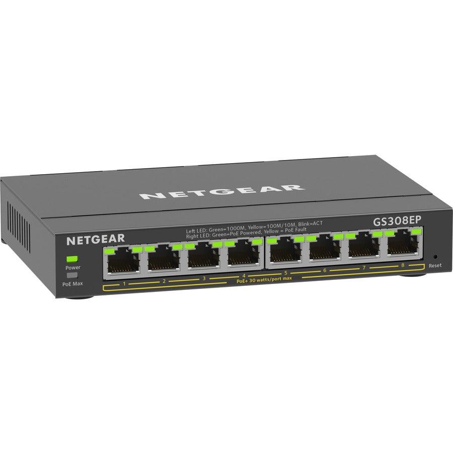 PoE+ Switch 8-Port - Gigabit Ethernet Plus Switch 62W | NETGEAR GS308EP-100NAS
