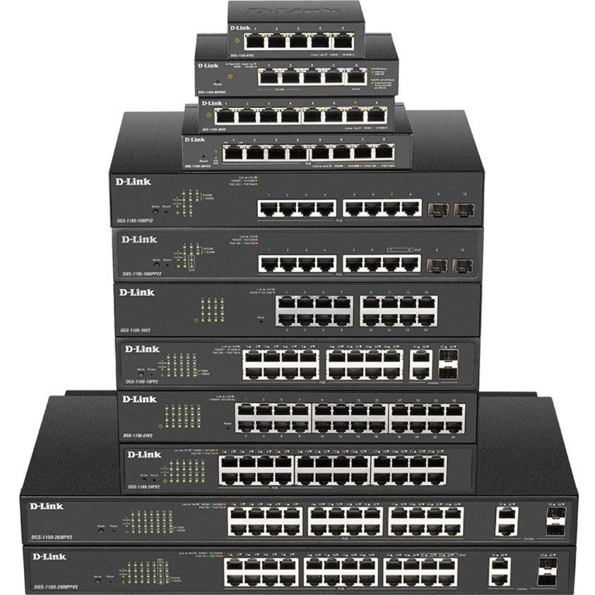 PoE+ Switch 8-Port - Gigabit Smart Managed Fanless Switch | D-Link DGS-1100-08PV2