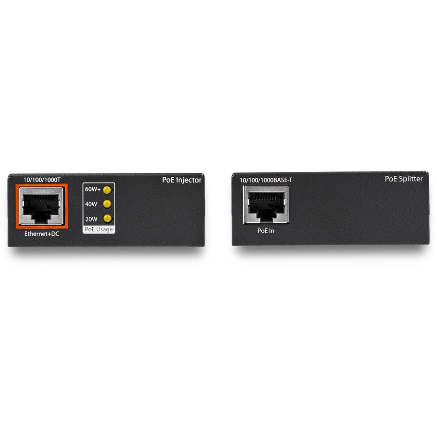 StarTech.com 1 Port Gigabit PoE Injector & Splitter Kit - 60W High/Ultra Power over Ethernet Injector 100m - 12V-24VDC Out 802.3bt Midspan UPOESPLT1G