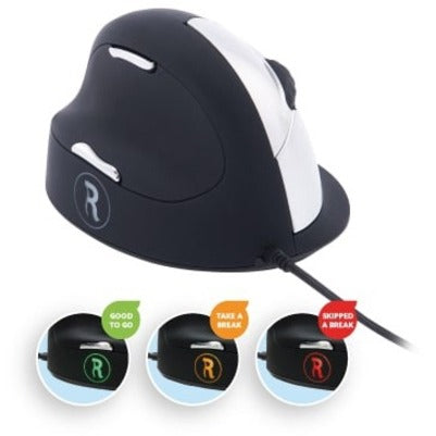 R-Go HE Break ergonomic mouse, vertical mouse with break software, prevents RSI, large (hand length &ge; 185mm), left handed, wired, black RGOBRHEMLL