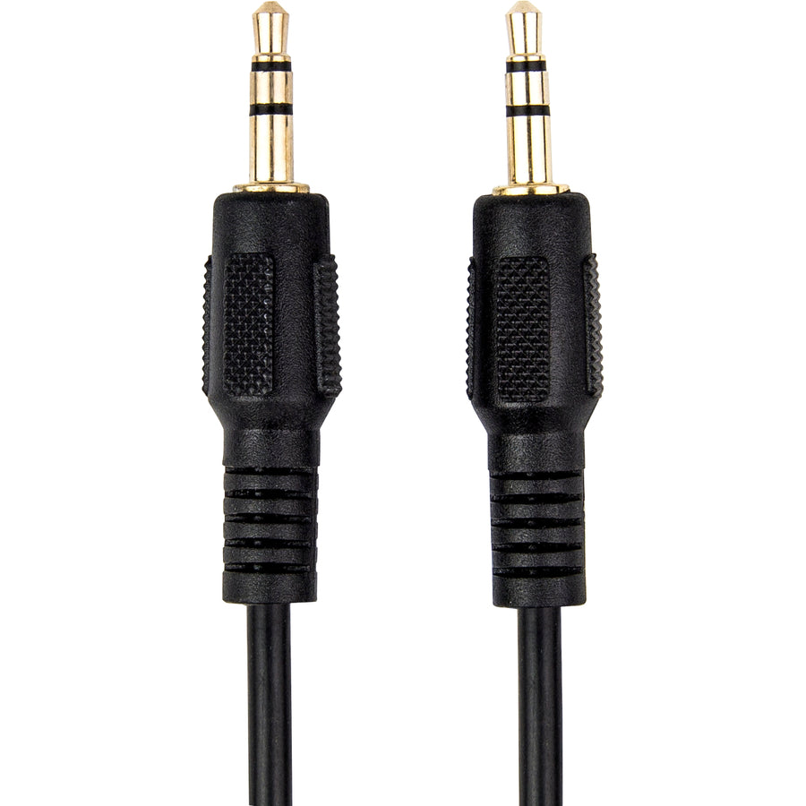 Rocstor Premium Slim 3.5mm Stereo Audio Cable 1 ft - M/M - Mini-phone Male Stereo Audio - Mini-phone Male Stereo Audio Male to Male- .3m - Black - For Smartphone, Mobile Phones, iPhone (with Headphone Jack), iPod AND MP3 PLAYER Y10C210-B1