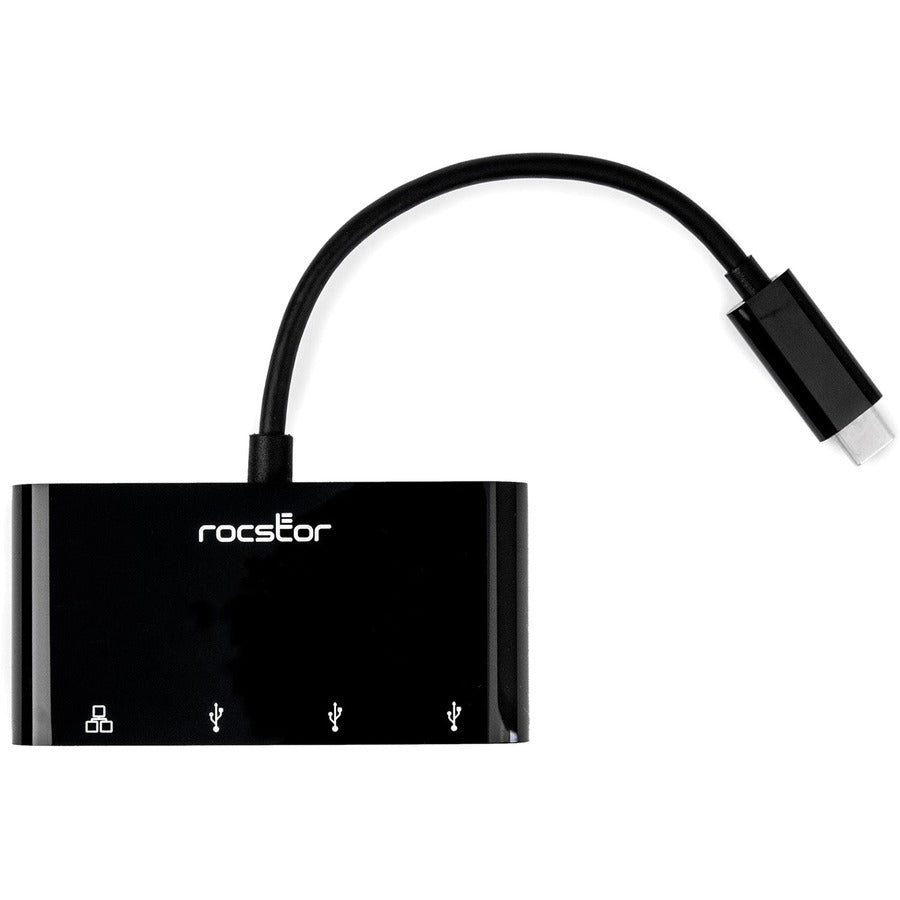 Rocstor Premium USB-C to USB-A(3.0) 3 Port Hub with Gigabit Ethernet Y10A251-B1