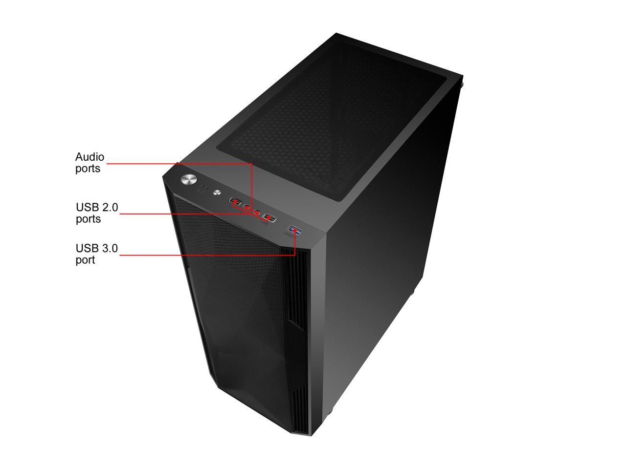 Sama Sama-3D Black Steel / Tempered Glass Atx Mid Tower Computer Case