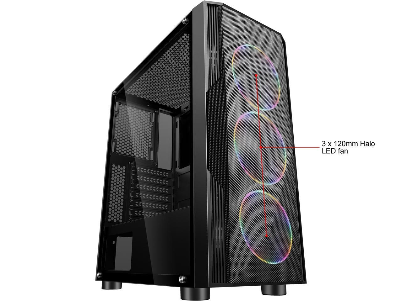 Sama Sama-3D Black Steel / Tempered Glass Atx Mid Tower Computer Case