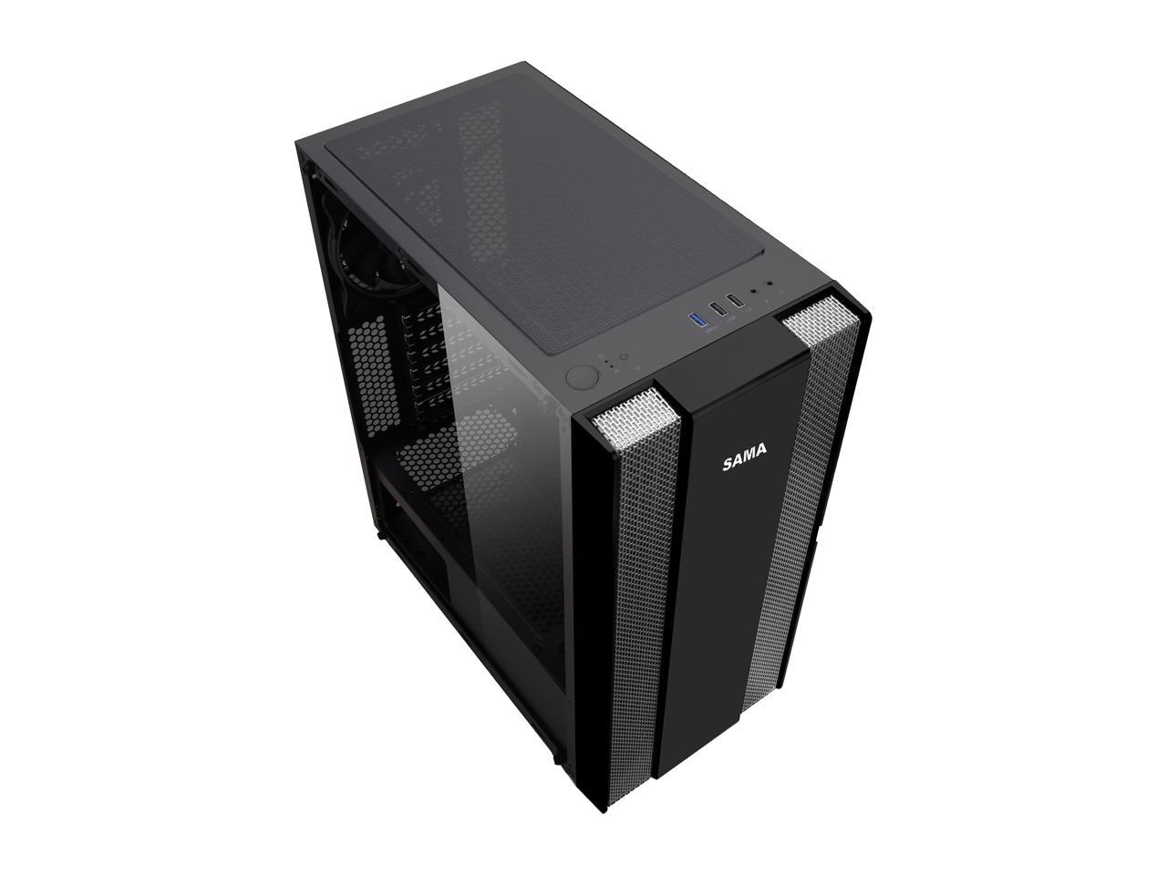 Sama Sama-Z3 Black Steel / Tempered Glass Atx Mid Tower Computer Case