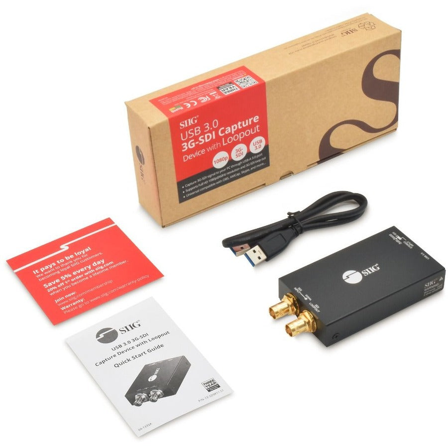 SIIG 1080p USB 3.0 3G-SDI Capture Device with Loopout - TAA Compliant CE-SD0K11-S1