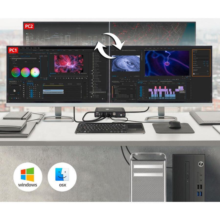 SIIG 2 Port 4K HDMI 2.0 Dual-Head Console KVM Switch with USB 2.0 CE-KV0911-S1