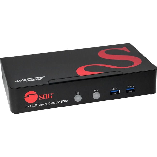 SIIG 2-Port HDMI 4K60Hz HDR Smart Console KVM Switch with USB 3.0 Multi-Media CE-H25511-S1