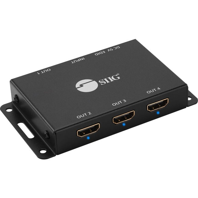 SIIG 4 Port HDMI 2.0 HDR Mini Splitter Amplifier with EDID Management CE-H23L11-S1