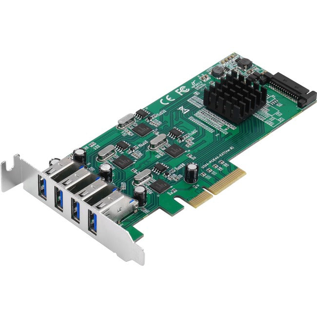 SIIG 4-Port USB 3.0 PCIe Card with 4 Dedicated 5Gbps Channels (USB 3.2 Gen 1) - Quad Core 20Gbps - UASP - SATA Power - Low Profile PCIe Adapter Card JU-P40811-S1