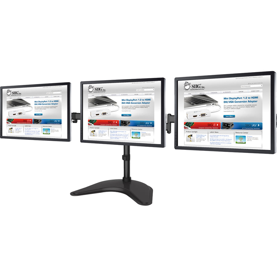 SIIG Articulated Freestanding Triple Monitor Desk Stand - 13-27"" CE-MT1V12-S1