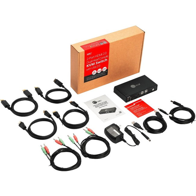 SIIG CE-KV0911-S1 2-Port HDMI Dual-Head KVM Switch - 4K Console | SIIG
