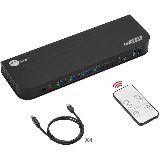 SIIG CE-KV0D11-S1 4x1 DisplayPort 4K KVM Switch - USB 3.0 Remote Control | SIIG