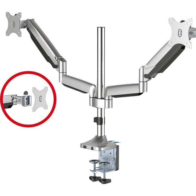SIIG Dual Monitor Gas Spring Desk Mount with USB Port - 17 to 32"" CE-MT2X11-S1