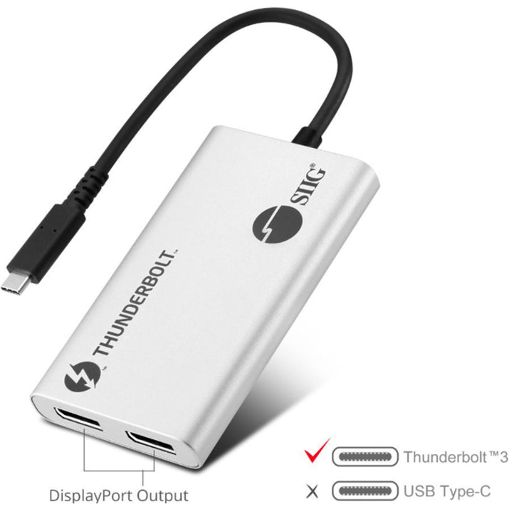 SIIG Thunderbolt 3 to Dual DP 1.2 Adapter JU-TB0611-S1