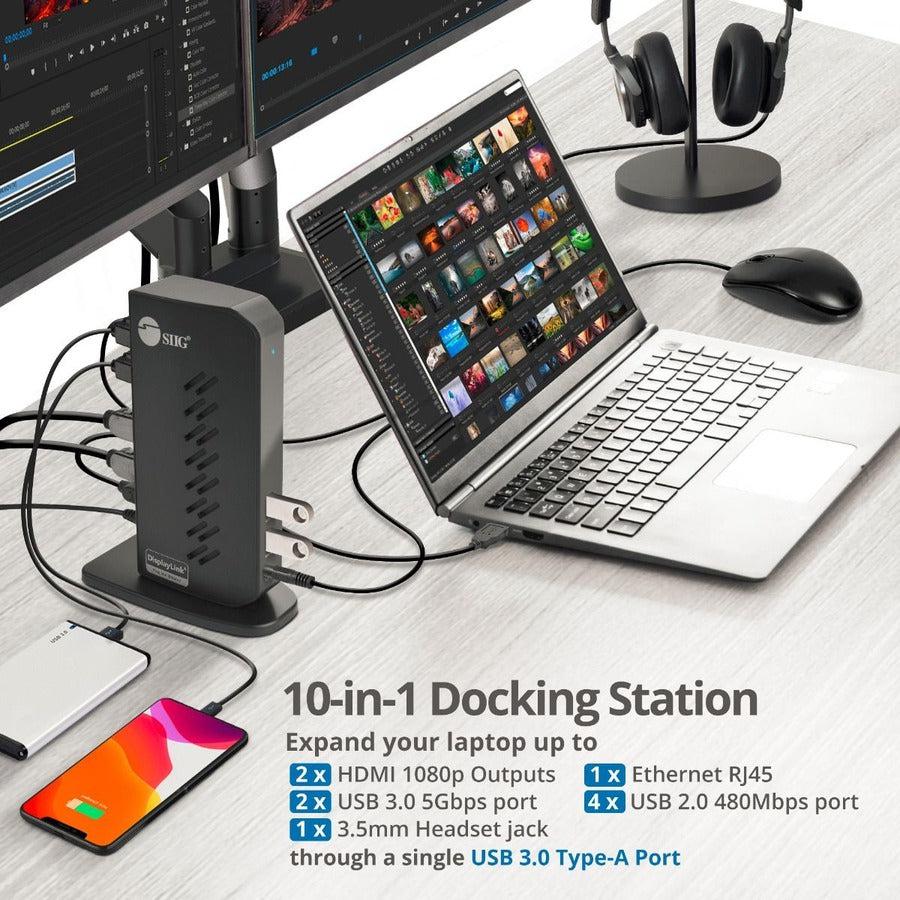 SIIG USB 3.0 Dual Head Full HD 1080p HDMI Video Docking Station JU-DK0L11-S1