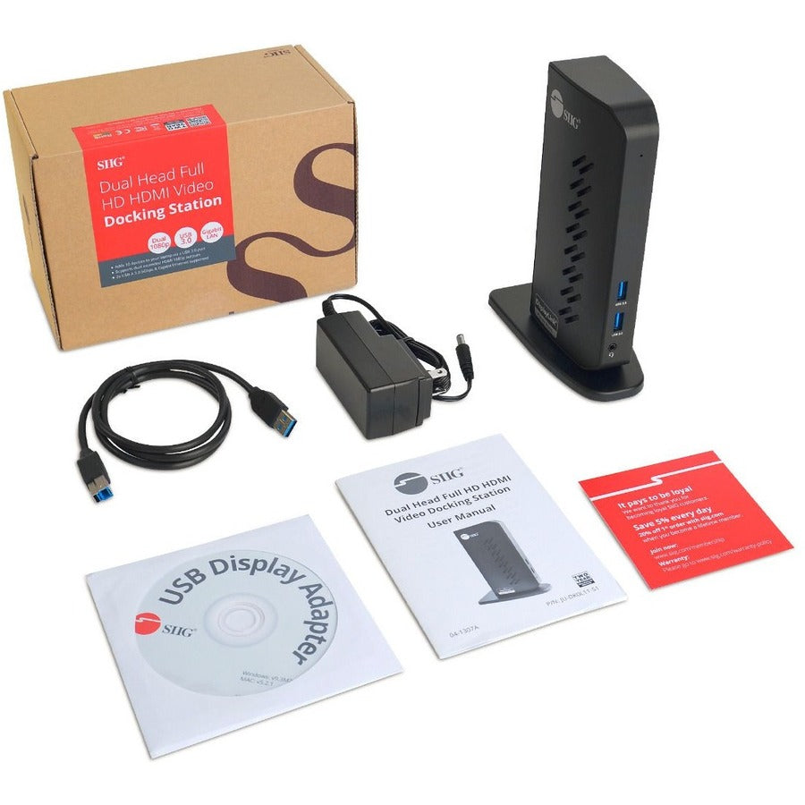 SIIG USB 3.0 Dual Head Full HD 1080p HDMI Video Docking Station JU-DK0L11-S1