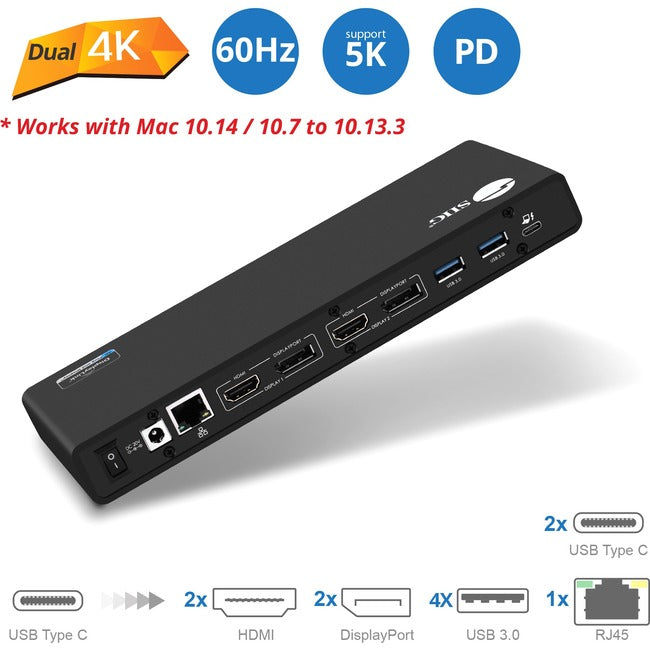 SIIG USB 3.1 Type-C Dual 4K Docking Station with Power Delivery 60W JU-DK0811-S1