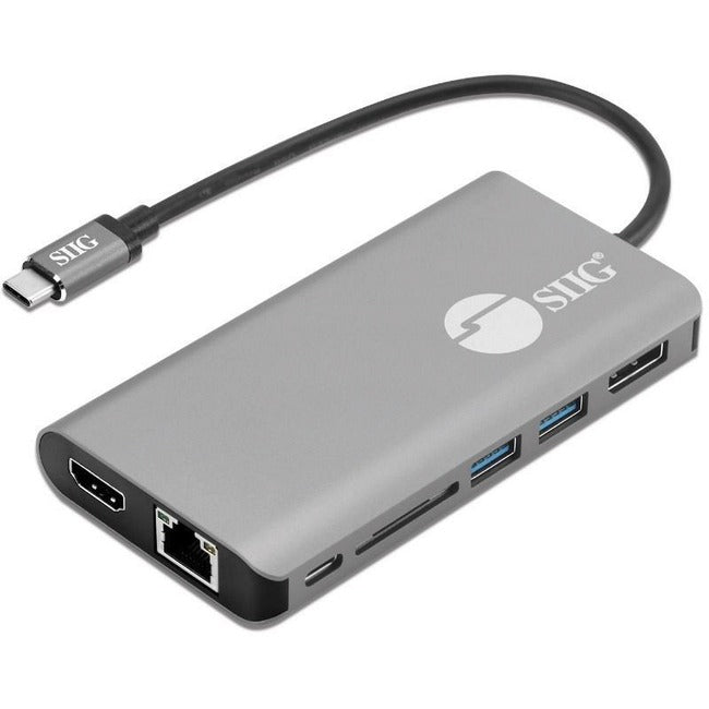 SIIG USB-C MST Video with Hub, LAN and PD 3.0 Docking - 7-in-1 MST Docking Station with 100W PD - MacOS for DP or HDMI Video JU-DK0F11-S1