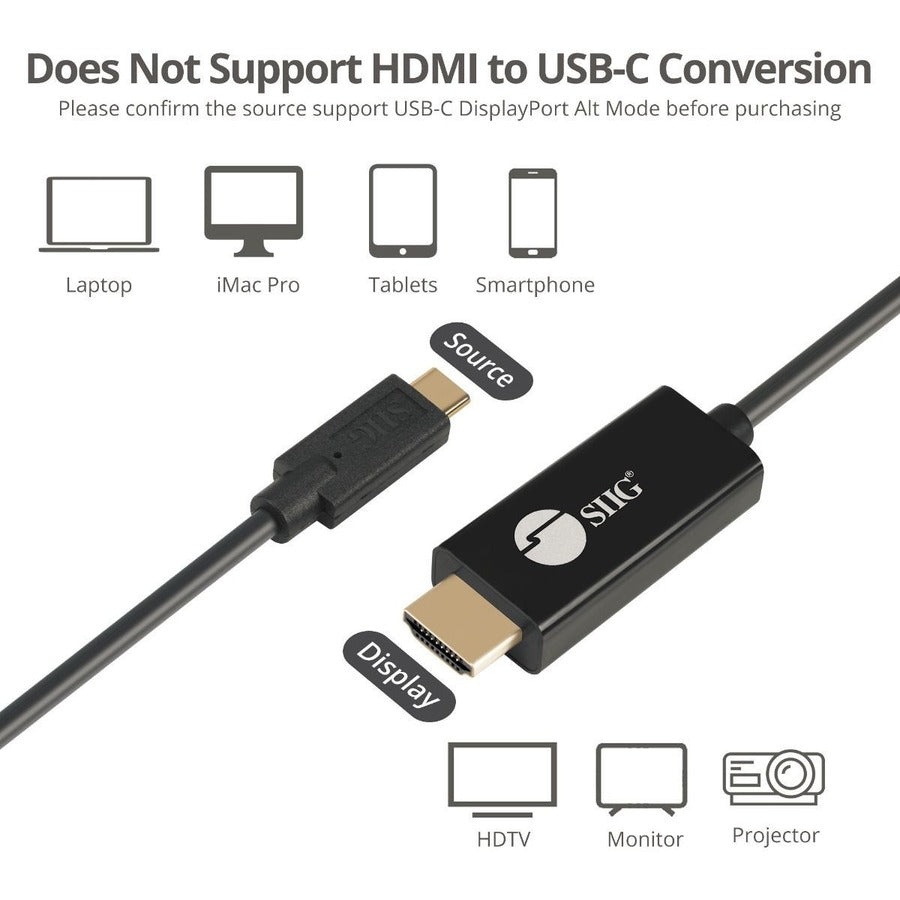 SIIG USB-C to 4K60Hz HDR HDMI 2.0 Active Cable - 2M CB-TC0J11-S1