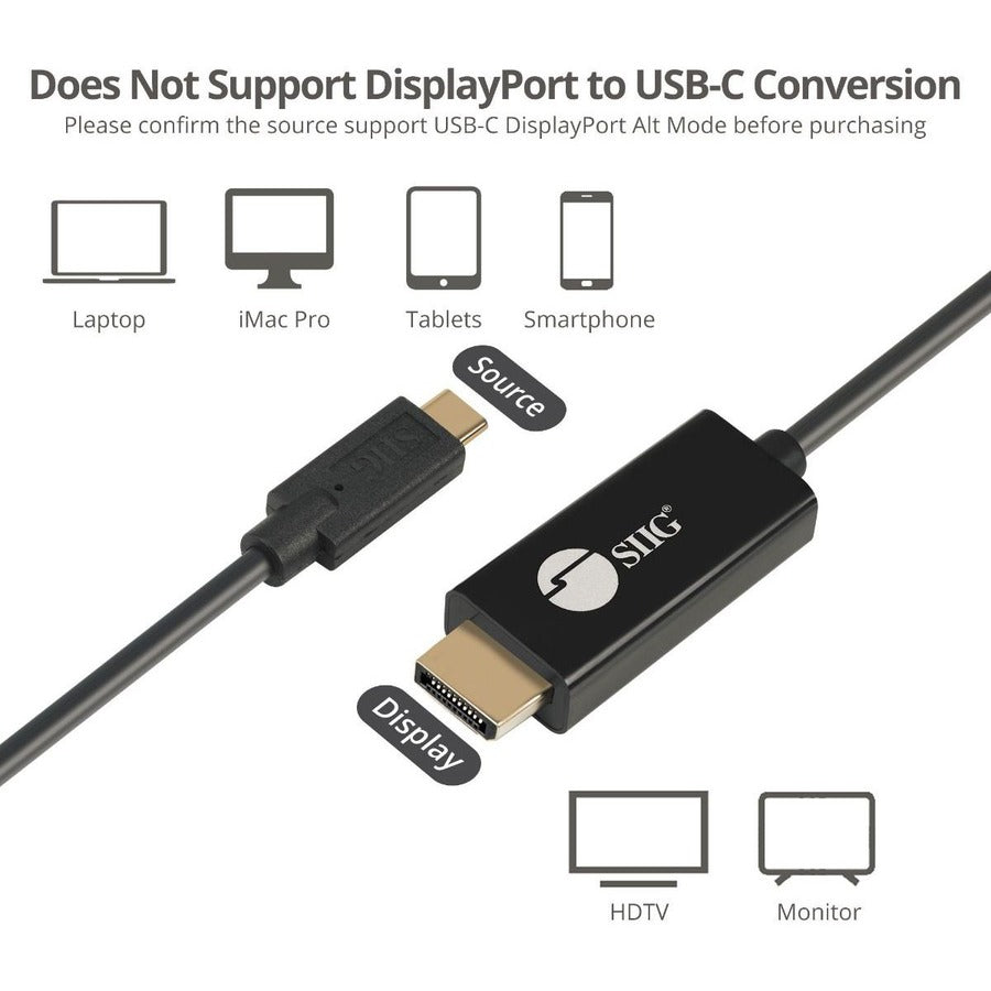 SIIG USB-C to DisplayPort Active Cable 4K 60Hz HDR - 2M CB-TC0K11-S1