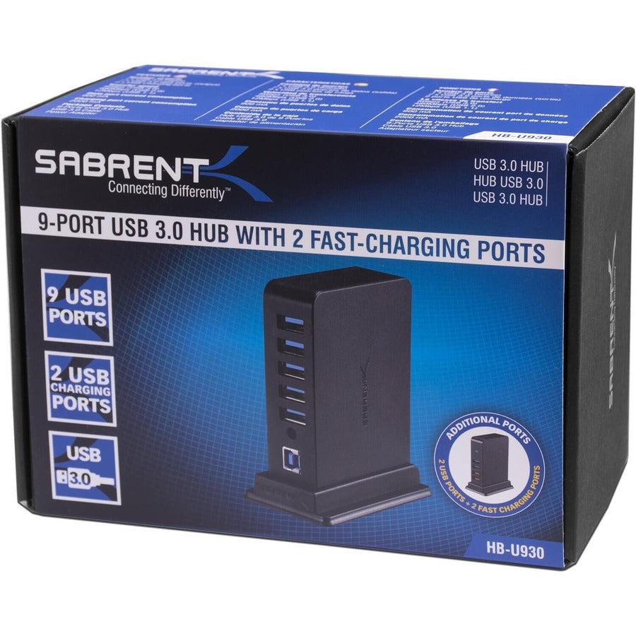 Sabrent 7 Port USB 3.0 HUB + 2 Charging Ports with 12V/4A Power Adapter (HB-U930)